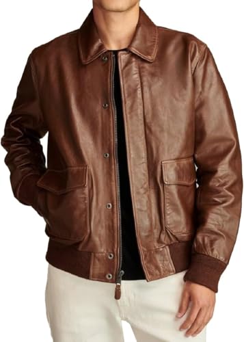 Image of Hide & Seek Men's A2 Aviator Air Force Cockpit Vintage Bomber Military Flight Pilot WWII Distressed Real Leather Jacket