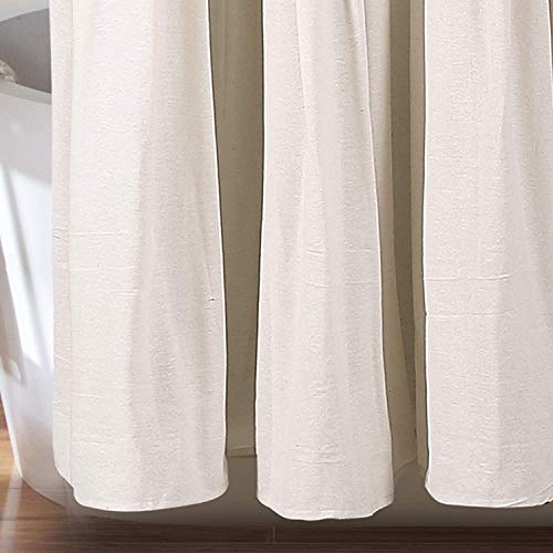 Lush Decor Linen Button Farmhouse Shower Curtain Pleated Two Tone Design For Bathroom, 72" X 72", Linen #TOP4