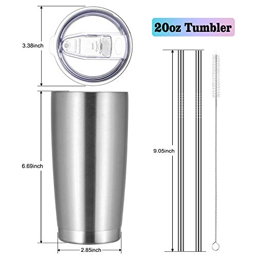 VEGOND 20oz Tumbler with Lid and Straw Stainless Steel Tumbler Cup Bulk Vacuum Insulated Double Wall Travel Coffee Mug Powder Coated Coffee Cup(Stainless 12 Pack)
