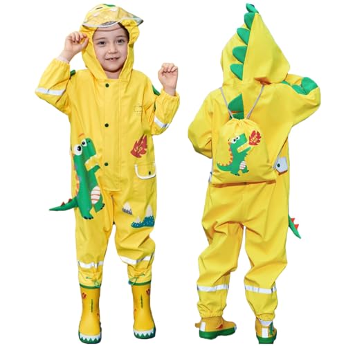 Kids Puddle Suit Girls Boys All in One Rainsuit Hooded Raincoat Rain Jacket