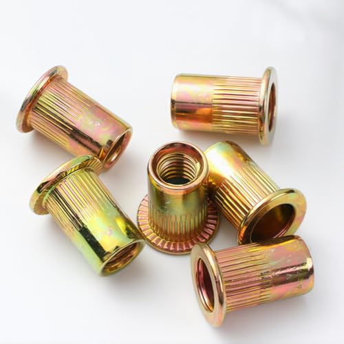 Drenky Nietmuttern M8 Flachkopf-Gewindeeinsätze 50 Stück Blindnietmuttern Verzinkt Kohlenstoffstahl Einnietmuttern Innengewinde Rivet Einziehmuttern Blindnietmutter für Metallplatten Rohre Usw