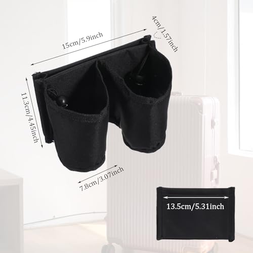 Suitcase Cup Holder for Travel,Oxford Cloth Luggage Cup Holder, Portable and Adjustable Luggage Drink Holders, Suitable for Luggages Handle, Travel Accessories,Black2