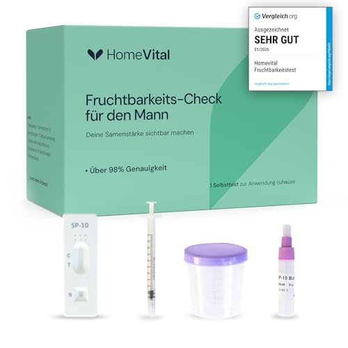 HomeVital Fruchtbarkeitstest für Männer für Zuhause I Spermientest zur Unterstützung beim Kinderwunsch I Test zur Einschätzung der Spermienkonzentration & Zeugungsfähigkeit I 1 Stück Selbsttest