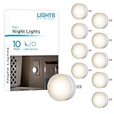 Lights by Night Mini LED Night Light, Plug-In, Dusk to Dawn Sensor, Warm White, Compact, UL-Certified, Ideal for Bedroom, Bathroom, Nursery, Hallway, Kitchen, 55166, 10 Pack