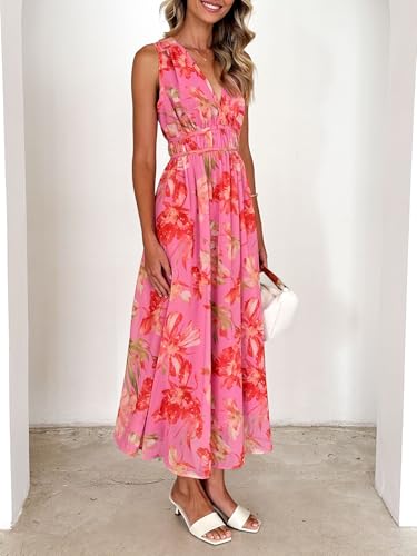 Image of Flessibili Women's Sleeveless Floral Maxi Dress 2026 Sundresses Spring Summer Wedding Guest