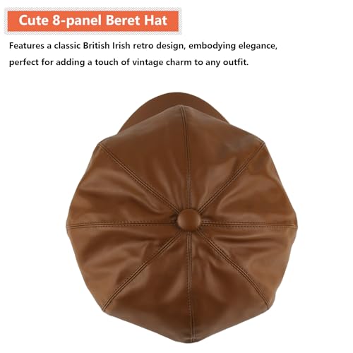 Sombrero de cuero estilo Newsboy para mujer miniatura 7