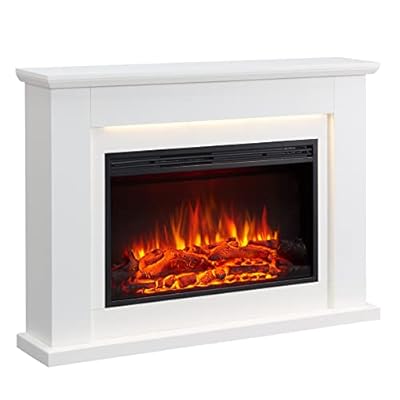 LegendFlame® Harrison Electric Fireplace with 48" Mantel Surround and Jaden 31" Insert, Cream White Finish