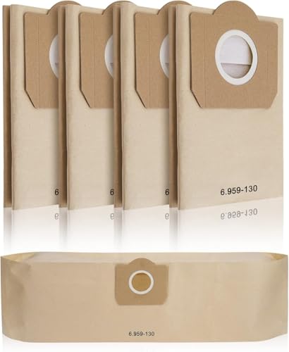 5 Bolsas de Filtro de Papel para Aspiradoras Karcher 6.959-130.0,para bolsas aspiradora Karcher WD3 WD3P MV3 MV3P Premium,Bolsas de Filtro de Papel de Repuesto para Aspiradora en Seco y Húmedo
