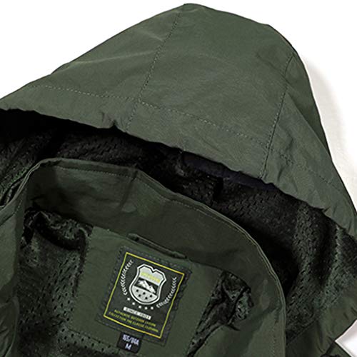 Veste à capuche amovible veste vert uni zippée homme taille 34 - 5