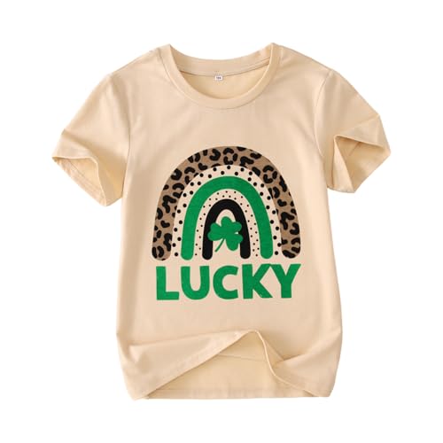CM C&M WODRO Kid Girl St Patrick's Day Shirt Lucky Clover T-Shirt Short Sleeve Cute Irish Shamrock Rainbow Graphic Tees Tops