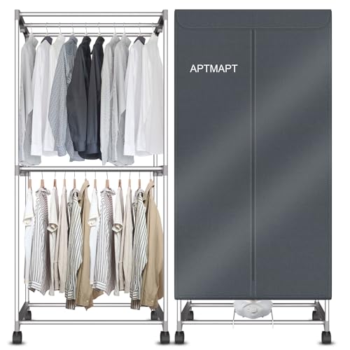 APTMAPT Electric Clothes Dryer Portable Fast Drying 1200W Heated Clothes Airer 2-Tier Dryer Machine Indoor Suitable for Home, Caravanning