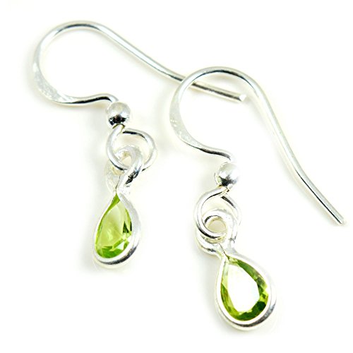 Boucles d'oreilles poire péridot vert argent style décontracté chic