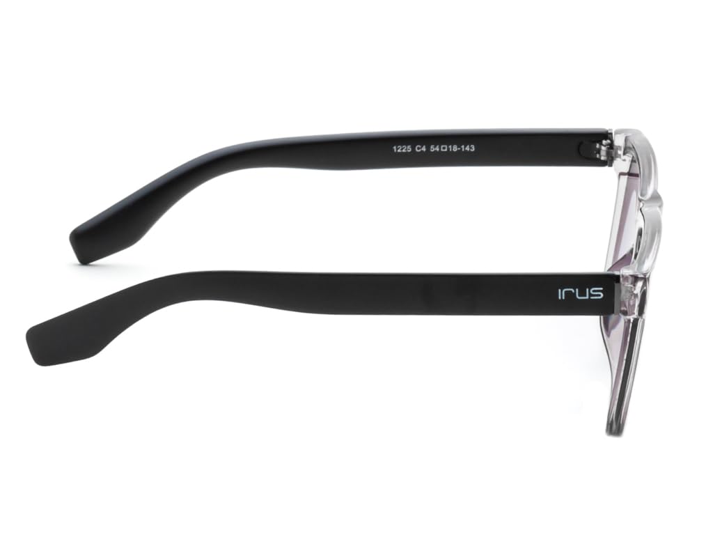 IRUS | 100% protección UV | Unisex | Mediano | Borde completo | Cuadrado | Marco: policarbonato gris cristal brillante | Lente: policarbonato degradado ahumado