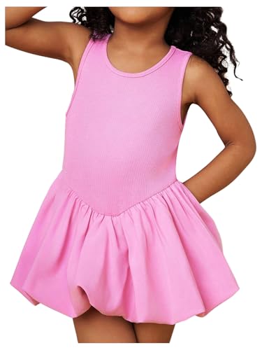 Wdirara Toddler Girl's Cute Sleeveless Bubble Dress A Line Short Dress Pink #TOP29