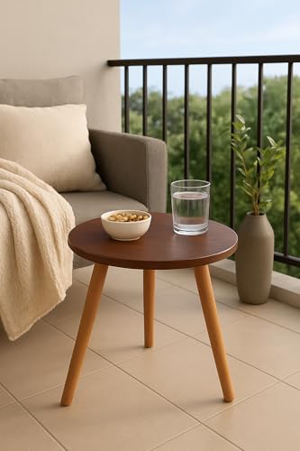 Image of Brown Art SHOPPEE Round Side Table, Small End Table for Living Room, Modern Wood Accent Table Coffee Side Table with Wood Legs for Small Space, Easy Assembly,(12Dx13H Inches) (Brown)