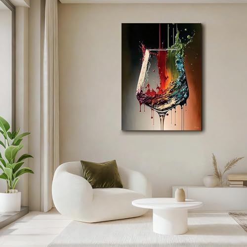 Toile murale abstraite de verre à vin verticale 30x40cm RGsixiot - 2