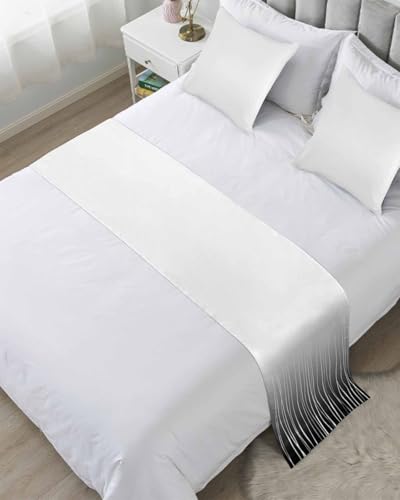 Black White Bed Runner Scarf for Full Size Bed Foot,Decorative Bedding Accessory Stainproof & Dustproof Soft Protector For Bedroom Hotel Wedding Room Ombre Gradient Striped Minimalist Texture 83