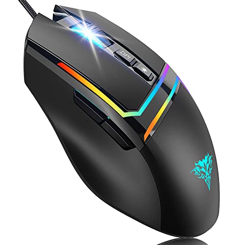 BENGOO M4 Wired Gaming Mouse, 8000 DPI USB Computer Mouse Mice with 6 Rainbow Backlit Modes, 7 Programmable Buttons, 6 Adjustable DPI, Ergonomic RGB Optical Gamer Mice for Windows PC Mac Laptop