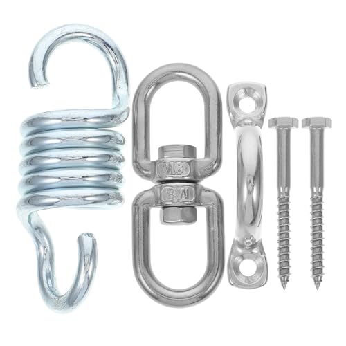 Angoily Kit Gancio Girevole a Molla per Sedia Amaca in Acciaio Inossidabile Set di Montaggio Resistente per Sospensione Esterna Installazione su Soffitti e Pergolati Accessori per