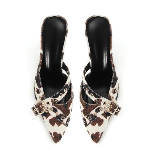 Image of Dsevht Black Kitten Heels for Women Pointed Closed Toe Dressy Bow Heel Vintage Heeled Mules Sexy Pointy Studded Slip on Stiletto Pump Shoes