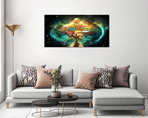 Jkwall77 Tree Of Life Canvas Wall-Art For Living Room - Graffiti Canvas Wall Art Bedroom - Abstract Wall Painting Ready To Hang Size 40" X 20" #TOP5