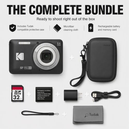 Kodak PIXPRO FZ55 Black 16MP CMOS Sensor Digital Camera 5X Optical Zoom 28mm Wide Angle 1080P Full HD Video 2.7" LCD Vlogging Camera Bundle with Tudak Compatible Case, 32GB SD Card & Microfiber Cloth - image 4