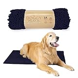 Picture of My Doggy Place Microfiber Dog Mat for Muddy Paws, 36" x 26" Navy Blue - Absorbent and Quick-Drying Dog Paw Cleaning Mat, Washer and Dryer Safe - Non-Slip Rubber Backed Dog Floor Mat, Large