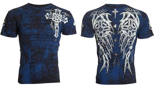 Archaic by Affliction Men's T-Shirt Spike Wings Navy2