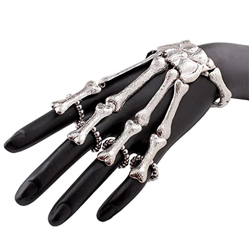 2pcs Gothic Retro Punk Skeleton Bracelets Alloy Ghost Claw Halloween Accessories Flexible Finger Skeleton Bracelets2