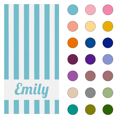 ANSTING Personalized Beach Towel with Name Custom Photo Text Logo Microfiber Pool Towel for Adults Customized Sand Free Quick Dry Towel Gift for Her Him (Stripe)