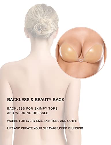 Image of Wingslove Adhesive Bra Reusable Strapless Self Silicone Push-up Invisible Sticky Bras for Backless Dress