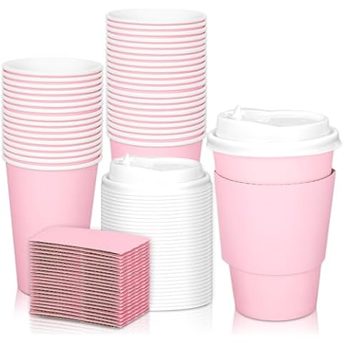 JarThenaAMCS 50Pcs Pink Disposable Coffee Cups Cover