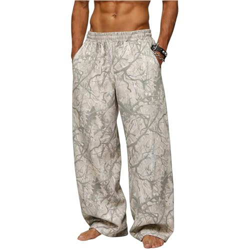 BRLETNNR Mens Baggy Camo Pants Camouflage Sweatpants with Pockets,Camo Cargo