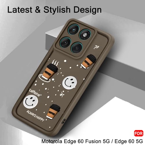 Image of TheGiftKart Back Cover Case for Motorola Moto Edge 60 Fusion 5G / Motorola Edge 60 5G | Cute Fun Cartoon 3D Smiley Coffee Case | Full Camera Protection | Shockproof Back Cover Case (Silicone, Brown)