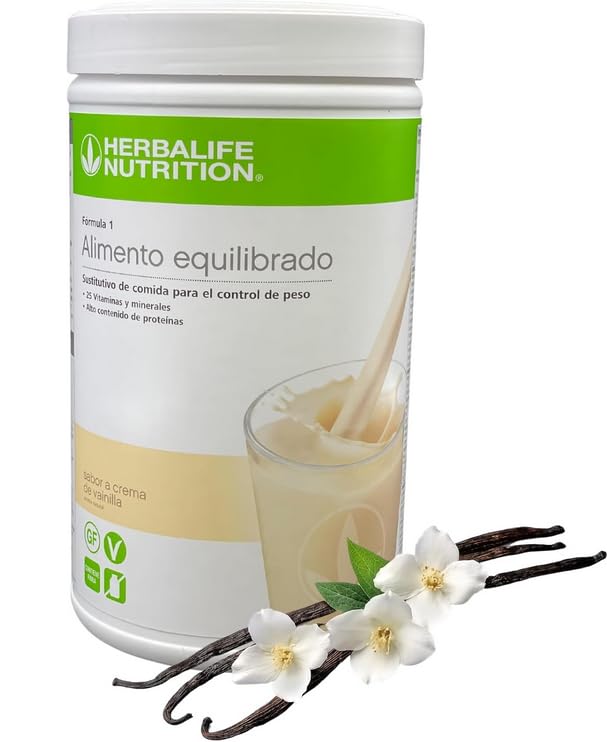 Herbalife Nutrition Batido Sustitutivo de Comida Formula 1, Sabor Crema de Vainilla, Alto Contenido de Proteínas, 26 Vitaminas y Minerales, Sin Gluten, Apto para Veganos, 550 gr