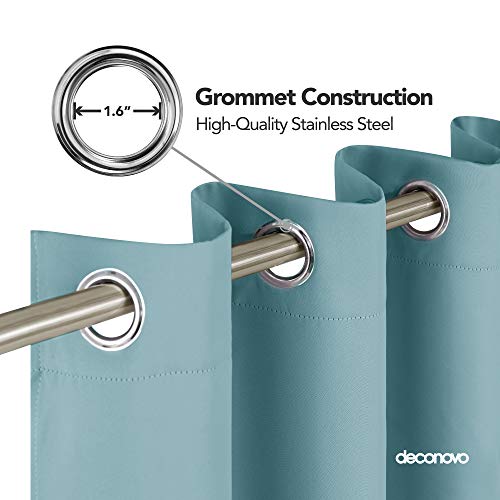 Image of Deconovo Blackout Curtain, 52x95 Inch, Light Blue