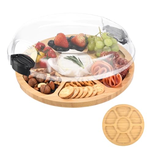GLOKUUCA Charcuterie Board with Lid and Handle - Portable Cheese Platter for Travel,Bamboo Cutting...