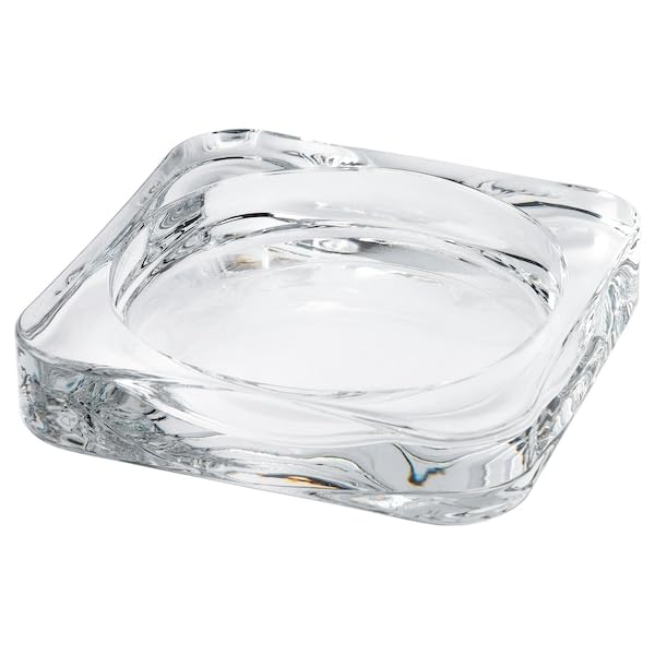Clear Glass Candle Dish – 10x10 cm Square Candle Holder – Heat-Resistant Decorative Plate for Pillar & Tealight Candles (1)
