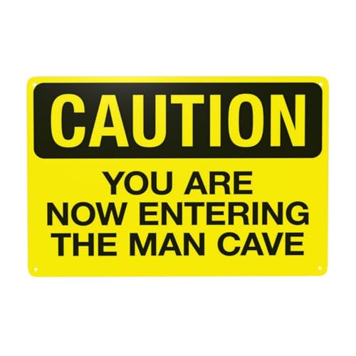 Eletina F17 You Are Now Entering The Man Cave Warning Sign, Room Security Metal Signs For Home Busines Outdoor Indoor Road Yard Garage Street Wall Caution Decor 12 X 8 Inch