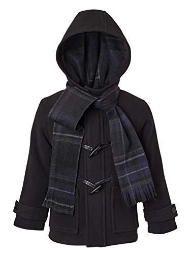 Cremson Boys Classic Wool Look Winter Duffle Toggle Jacket Dress Coat Scarf Hood