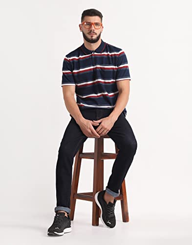 Image of INKKR Striped Men Polo Neck Half Sleeve T-Shirt