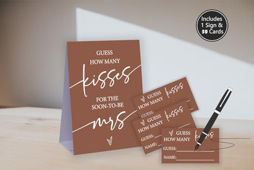 How Many Kisses Bridal Shower Game,Minimalist Bridal Shower Game,Wedding Shower Games,Bachelorette Party Night,Bridal Shower Games Ideas,1 Sign & 50 Cards Set-A43-4 by Zhminz - Used condition - Image 2