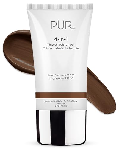 PÜR MINERALS 4-in-1 Tinted Moisturizer With SPF 20 - Hydrating Face Moisturizer, Primer, &amp; Foundation With Shea Butter, Aloe Vera &amp; Vitamin B3 - Vegan Friendly - Free of Paraben, Gluten &amp; BPA