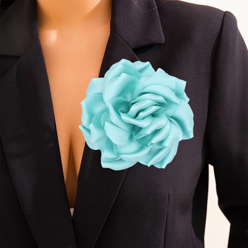 Image of Flower Brooch Pins for Women 5.5in Lapel Pins Large Rose Floral Brooches Dainty Satin Fabric Brooches Rose Flower Hair Clips Wedding Party Dance Clothes Accessories Jewelry