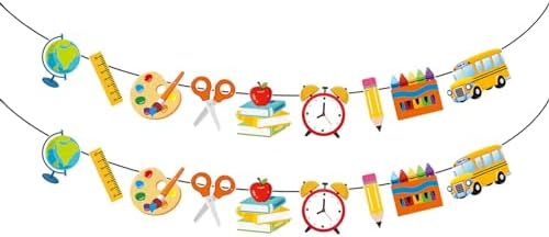 Welcome Back To School Banner – Burlap Classroom Decor With Glitter Apples, First Day Sign For Teachers & Kindergarten - View #11