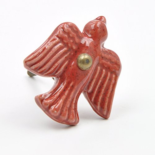 Preisvergleich Produktbild Red Sparrow Dove Vogel Keramik Schrankknöpfe, Schrank-Zubehör Knöpfe, Kabinettgriffe, für Türen, Schubladen, Möbel und Küchen 5.8 cm Durchmesser, 4.4 cm Stablänge
