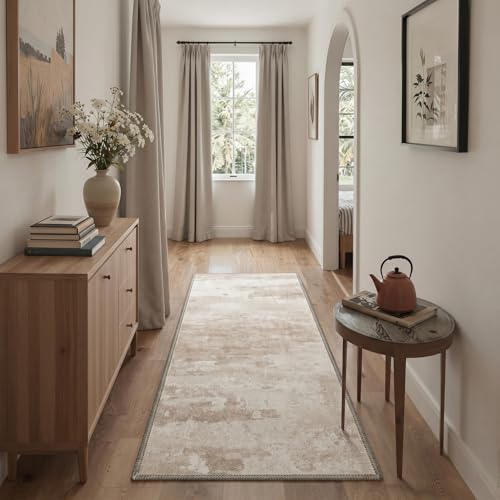 Image of BEIMO Area Rugs 8x10 for Living Room Bedroom, Modern Abstract Machine Washable Rug, Large Soft Low Pile Floor Carpet with Non Slip Backing for Dining Room, Oat Beige