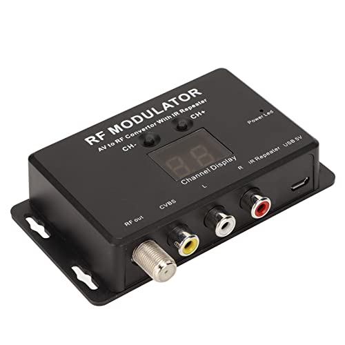 Modulador RF, Convertidor de Modulador Profesional PAL NTSC AV a RF con Repetidor IR para Decodificador, DVR, Reproductores de DVD