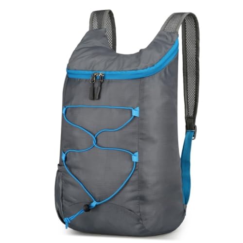 Mochila de caminhada 39 x 27 x 14 cm – Mochila de nylon para acampamento e esportes ao ar livre, design leve e dobrável, Cinza, Large, Tendência