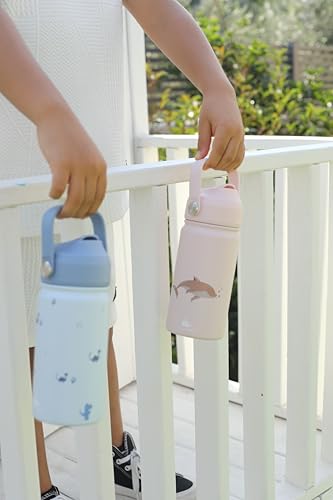 WigglyWhale Stainless Steel Kids Water Bottle – 380ML, BPA-Free, Leakproof, Insulated, Double Wall, for School & Toddler Use, with or Without Straw, Hot & Cold Liquids